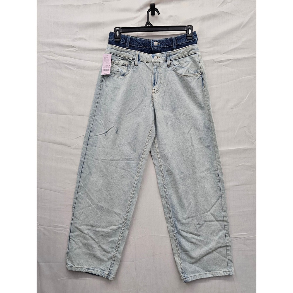 Wild Fable Womens Relaxed Straight Mid Rise Jeans Blue Cotton Blend Size 10